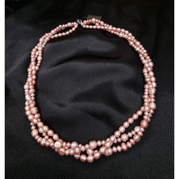 Honora Sterling Silver Pink Freshwater Pearl Multi-Strand Necklace - Picture 3 of 5